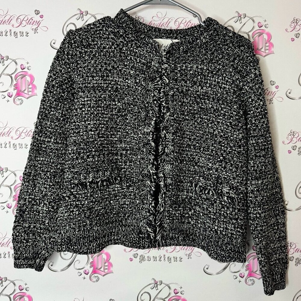 Eureka christos garkinos tweed style Black and White Knit Cardigan Sweater
